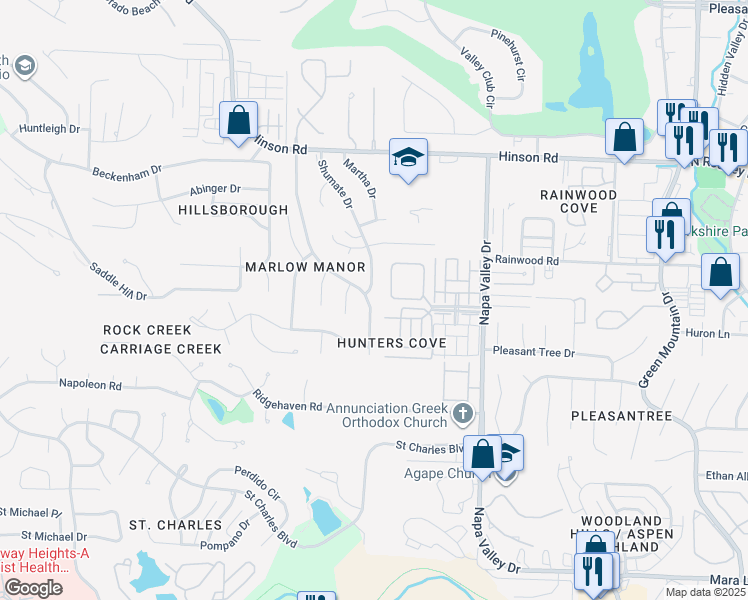 map of restaurants, bars, coffee shops, grocery stores, and more near 1310 Jennifer Drive in Little Rock