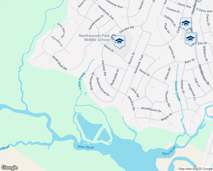 map of restaurants, bars, coffee shops, grocery stores, and more near 610 Shadowood Drive in Jacksonville