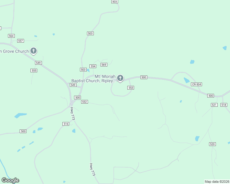 map of restaurants, bars, coffee shops, grocery stores, and more near 160 County Road 553 in Ripley