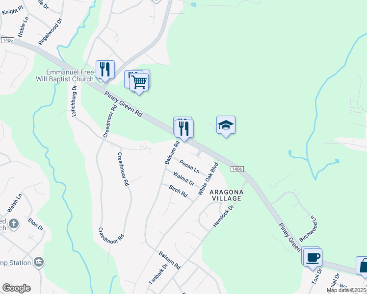 map of restaurants, bars, coffee shops, grocery stores, and more near 85 Aspen Place in Jacksonville