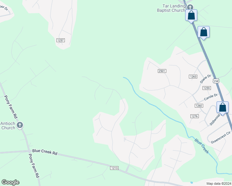 map of restaurants, bars, coffee shops, grocery stores, and more near 245 Blue Creek Farms Drive in Jacksonville