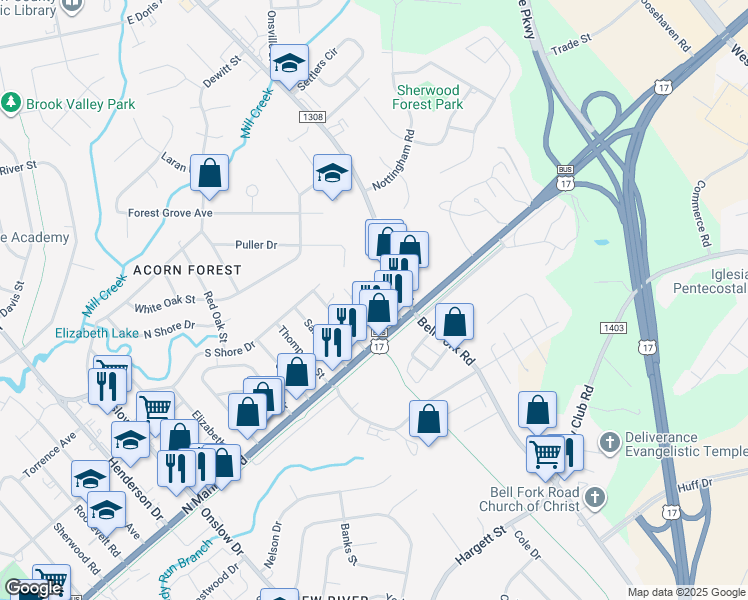 map of restaurants, bars, coffee shops, grocery stores, and more near 111 Morton Avenue in Jacksonville