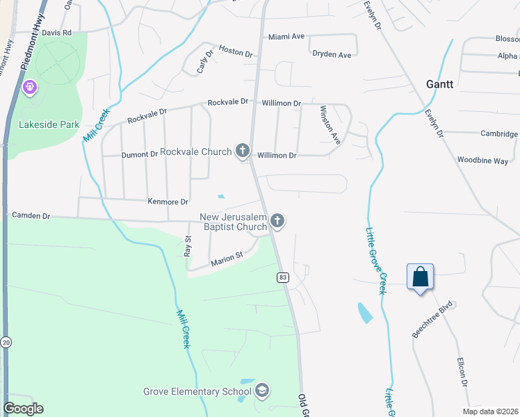 map of restaurants, bars, coffee shops, grocery stores, and more near 712 Old Grove Road in Piedmont
