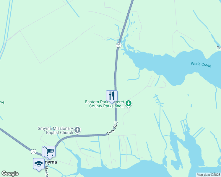 map of restaurants, bars, coffee shops, grocery stores, and more near 501 U.S. 70 in Smyrna