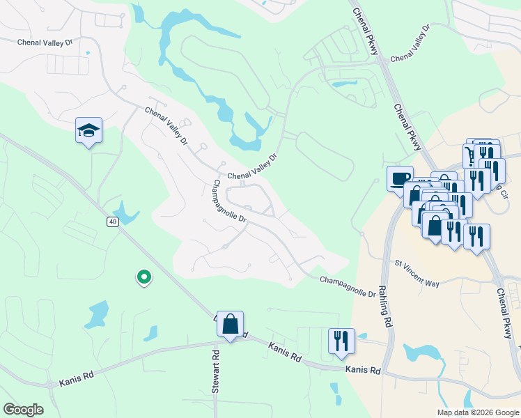 map of restaurants, bars, coffee shops, grocery stores, and more near 54 Fontenay Circle in Little Rock