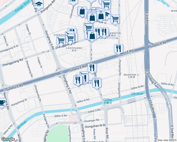 map of restaurants, bars, coffee shops, grocery stores, and more near in Zhengzhou