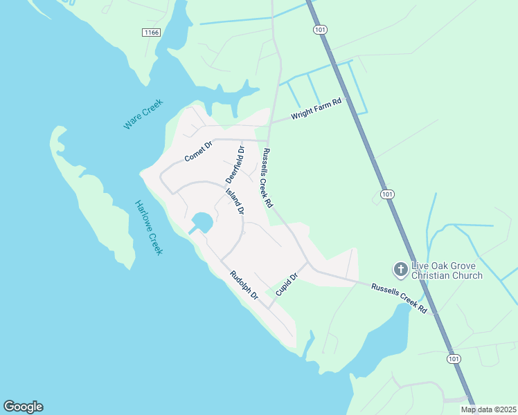 map of restaurants, bars, coffee shops, grocery stores, and more near 101 Dasher Drive in Beaufort