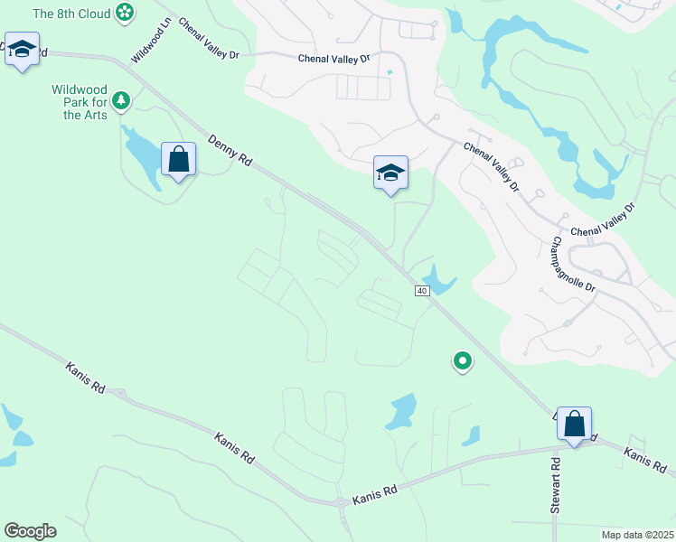 map of restaurants, bars, coffee shops, grocery stores, and more near 53 Wildwood Place Circle in Little Rock