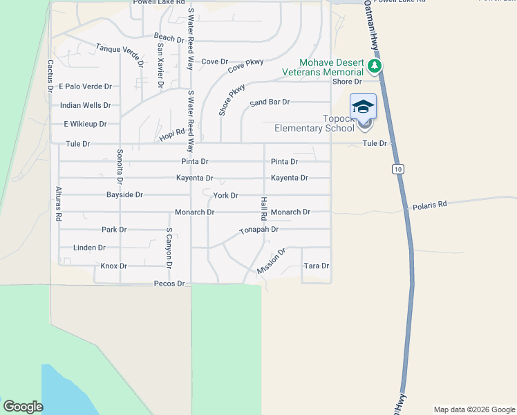 map of restaurants, bars, coffee shops, grocery stores, and more near 4861 Monarch Drive in Topock