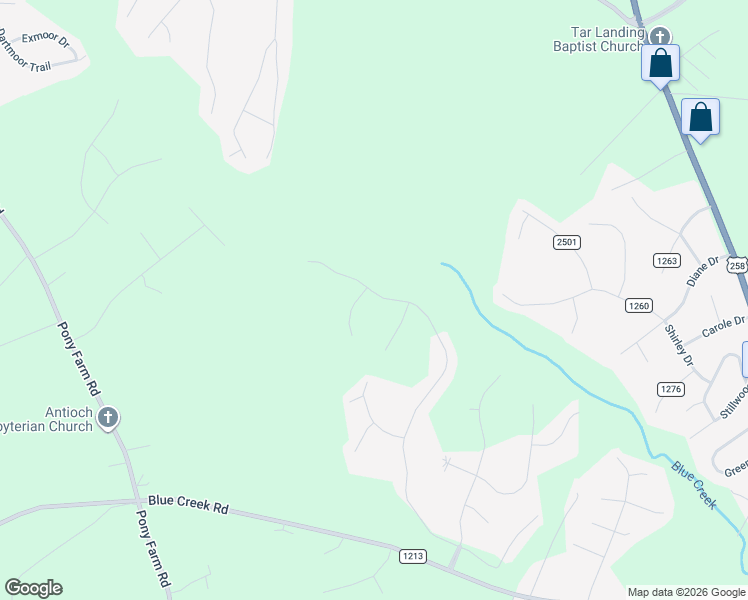 map of restaurants, bars, coffee shops, grocery stores, and more near 259 Blue Creek Farms Drive in Jacksonville