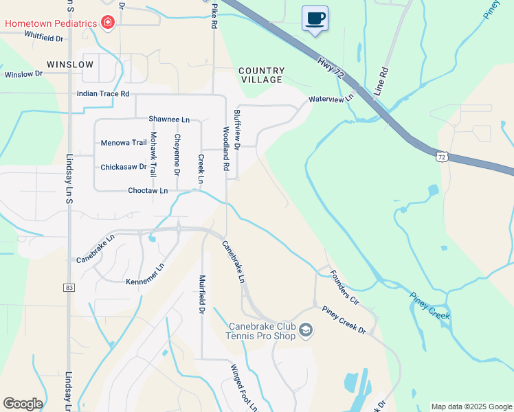 map of restaurants, bars, coffee shops, grocery stores, and more near 14615 Woodland Road in Athens