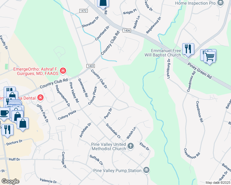 map of restaurants, bars, coffee shops, grocery stores, and more near 1052 Country Club Drive in Jacksonville