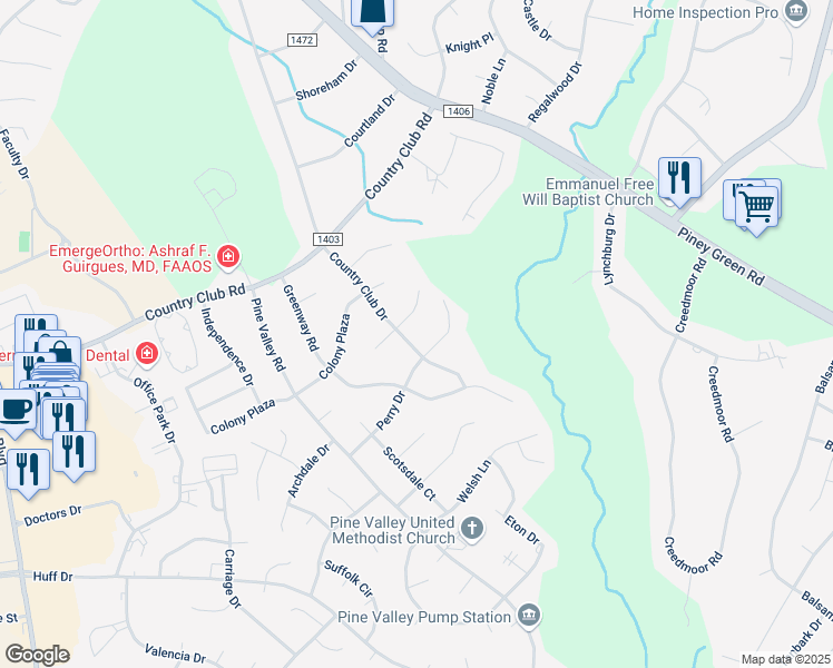 map of restaurants, bars, coffee shops, grocery stores, and more near 1052 Country Club Drive in Jacksonville