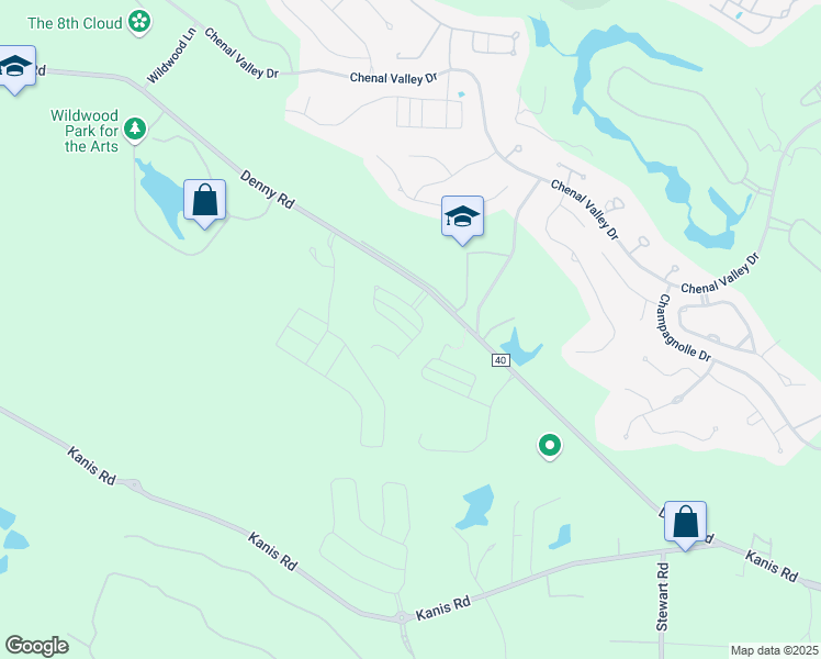 map of restaurants, bars, coffee shops, grocery stores, and more near 53 Wildwood Place Circle in Little Rock