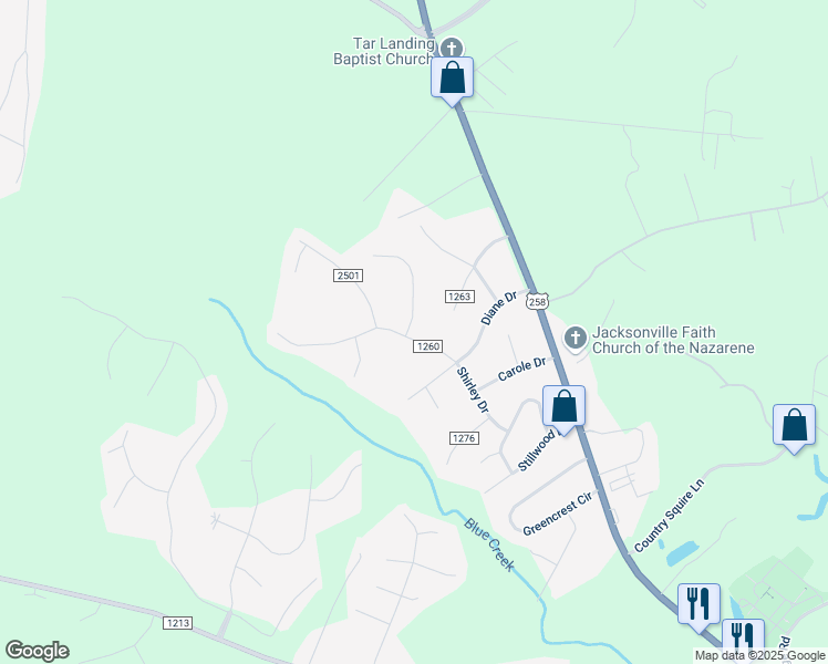 map of restaurants, bars, coffee shops, grocery stores, and more near 100 Nicole Court in Jacksonville