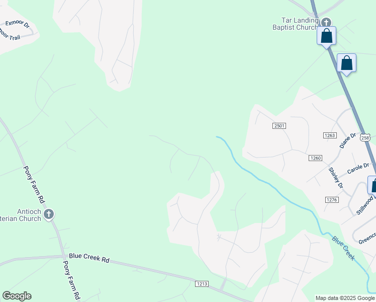 map of restaurants, bars, coffee shops, grocery stores, and more near 256 Blue Creek Farms Drive in Jacksonville