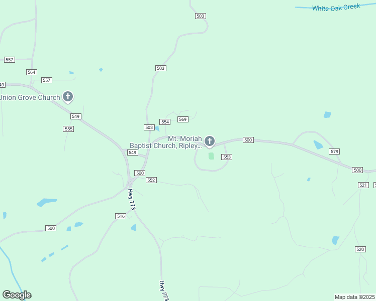 map of restaurants, bars, coffee shops, grocery stores, and more near 3640 County Road 500 in Ripley