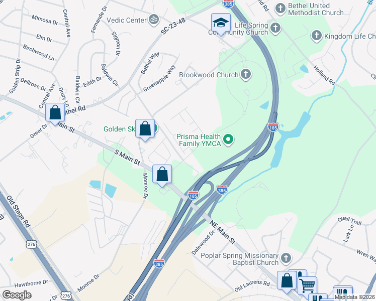 map of restaurants, bars, coffee shops, grocery stores, and more near 816 Stonebriar Street in Simpsonville