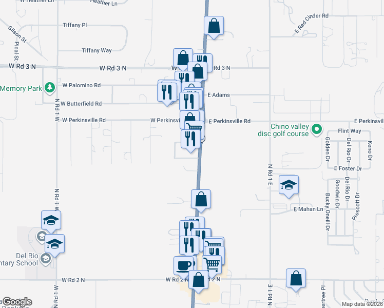 map of restaurants, bars, coffee shops, grocery stores, and more near 312 Marketplace Dr in Chino Valley