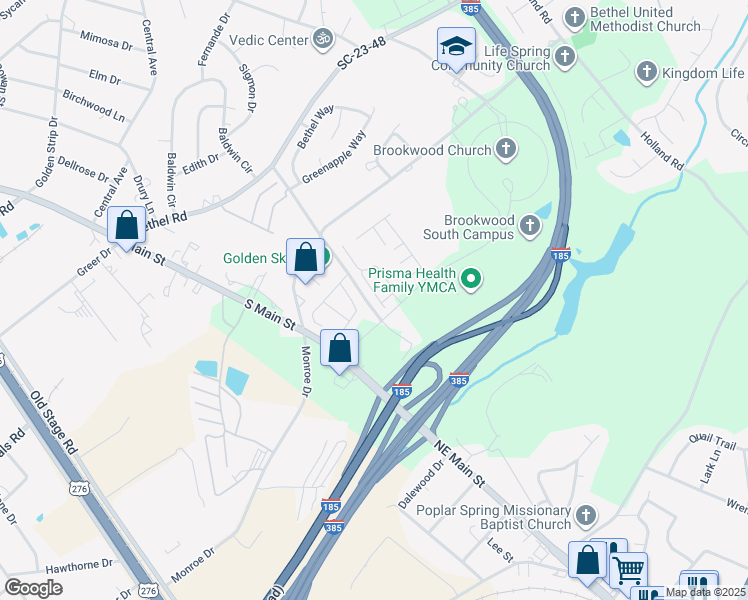 map of restaurants, bars, coffee shops, grocery stores, and more near 816 Stonebriar Street in Simpsonville