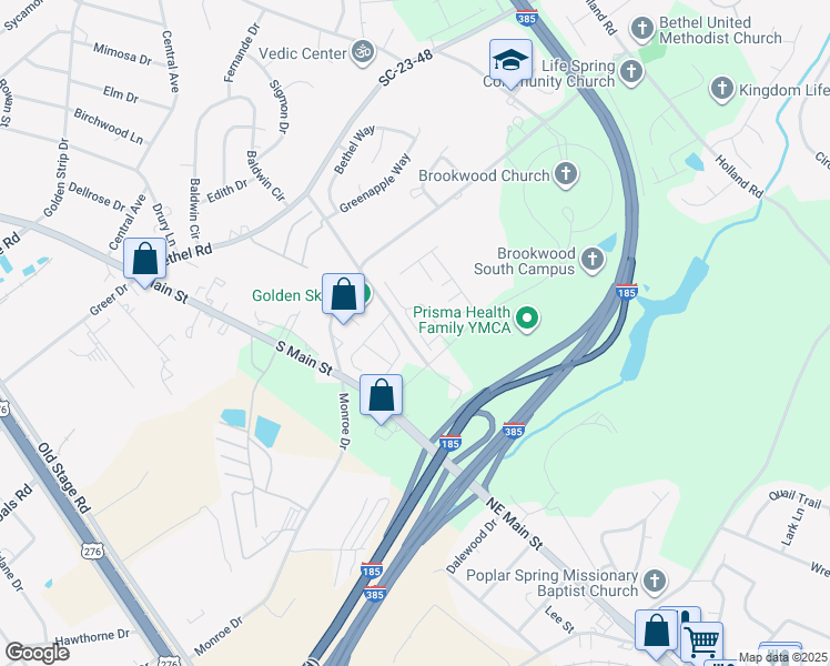 map of restaurants, bars, coffee shops, grocery stores, and more near 816 Stonebriar Street in Simpsonville