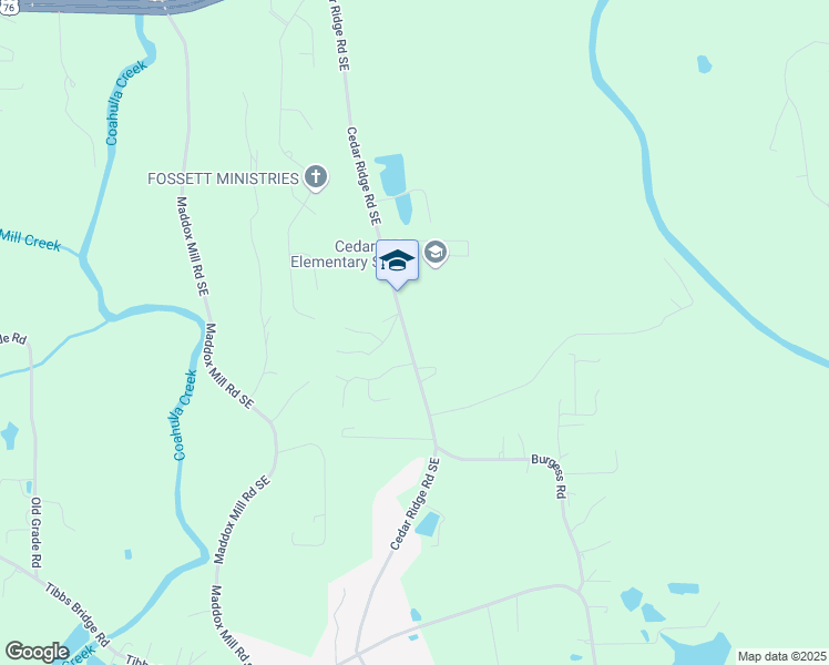 map of restaurants, bars, coffee shops, grocery stores, and more near 311 Cedar Ridge Road Southeast in Dalton