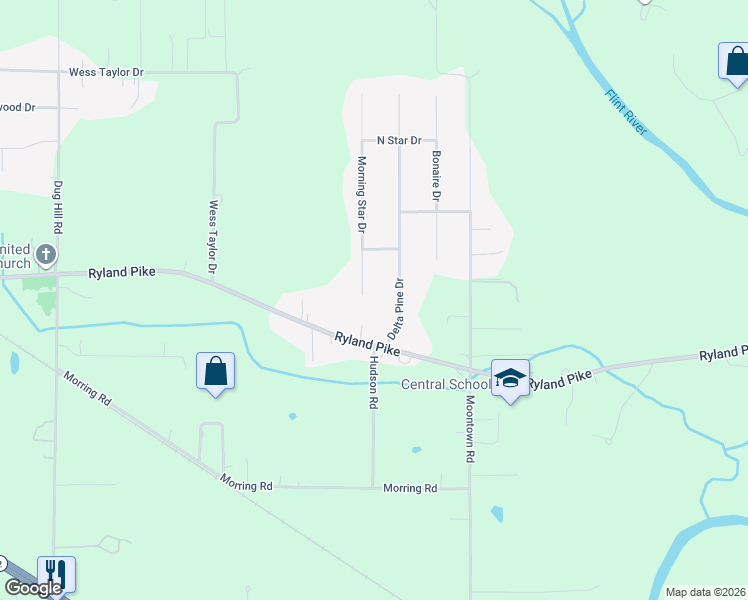 map of restaurants, bars, coffee shops, grocery stores, and more near 106 Delta Pine Drive in Huntsville