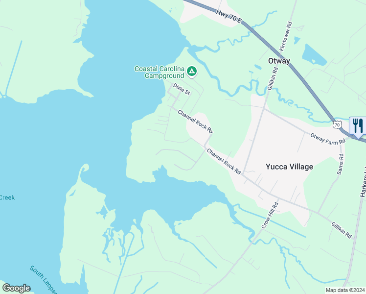 map of restaurants, bars, coffee shops, grocery stores, and more near 154-198 Lawrence Rd in Beaufort