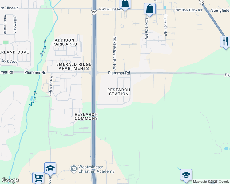 map of restaurants, bars, coffee shops, grocery stores, and more near 321 Dovington Drive in Huntsville