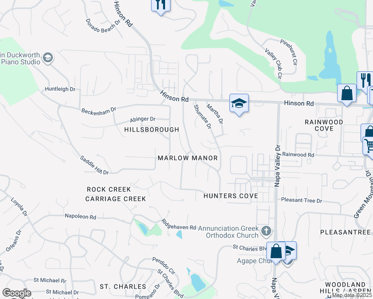 map of restaurants, bars, coffee shops, grocery stores, and more near 1714 Jennifer Drive in Little Rock