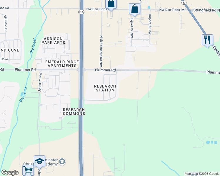 map of restaurants, bars, coffee shops, grocery stores, and more near 320 Saddlegate Drive Northwest in Huntsville
