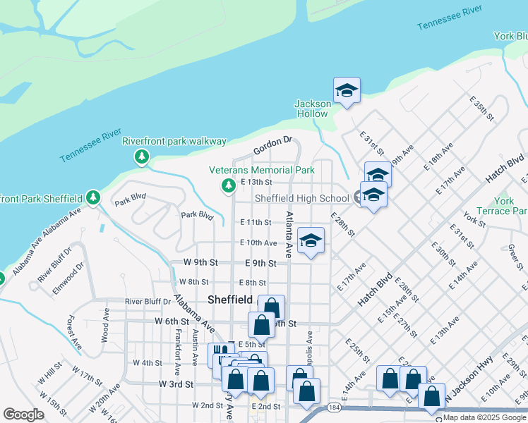 map of restaurants, bars, coffee shops, grocery stores, and more near 11 East 12th Street in Sheffield