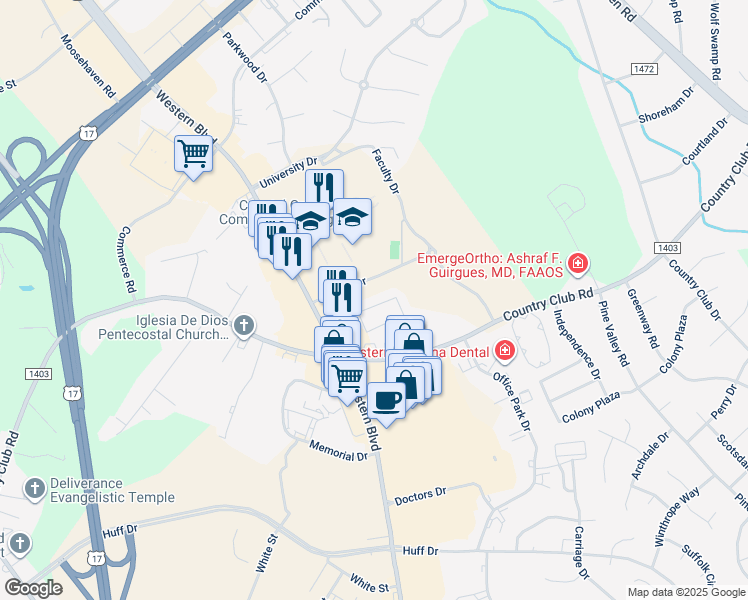 map of restaurants, bars, coffee shops, grocery stores, and more near 428 Myrtlewood Circle in Jacksonville