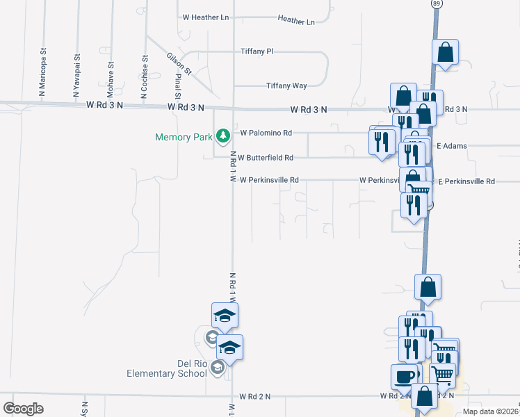 map of restaurants, bars, coffee shops, grocery stores, and more near 1657 North Cantfield Avenue in Chino Valley