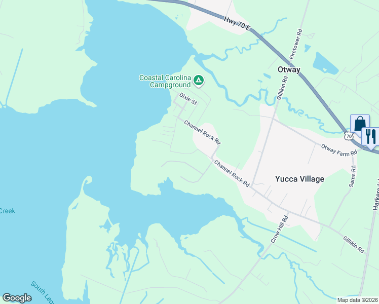 map of restaurants, bars, coffee shops, grocery stores, and more near 154 Lawrence Rd in Beaufort