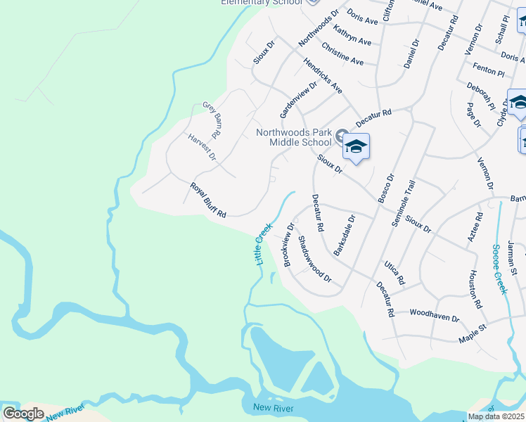map of restaurants, bars, coffee shops, grocery stores, and more near 358 Royal Bluff Road in Jacksonville