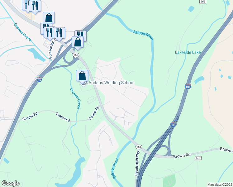 map of restaurants, bars, coffee shops, grocery stores, and more near 114 Raven Wood Circle in Piedmont