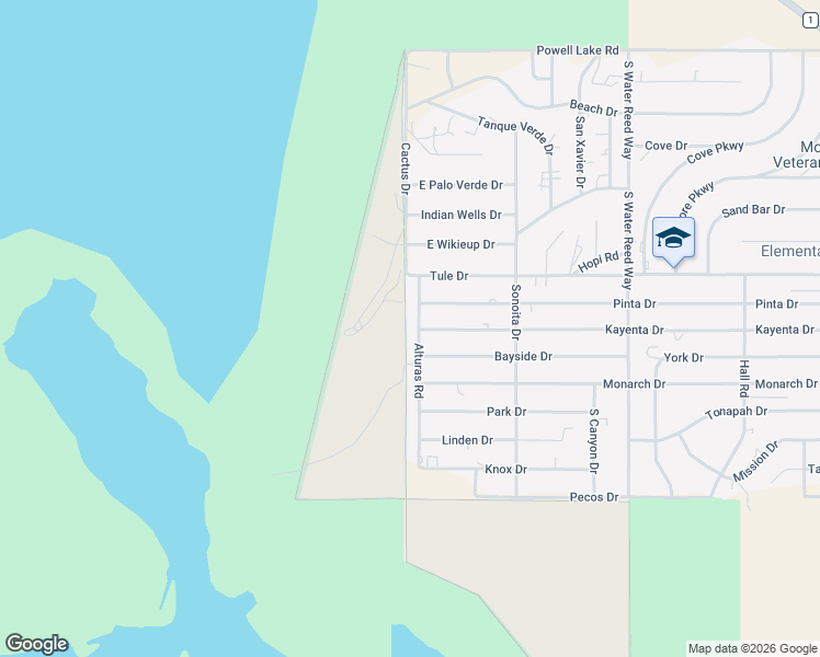 map of restaurants, bars, coffee shops, grocery stores, and more near 4525 Kayenta Drive in Topock