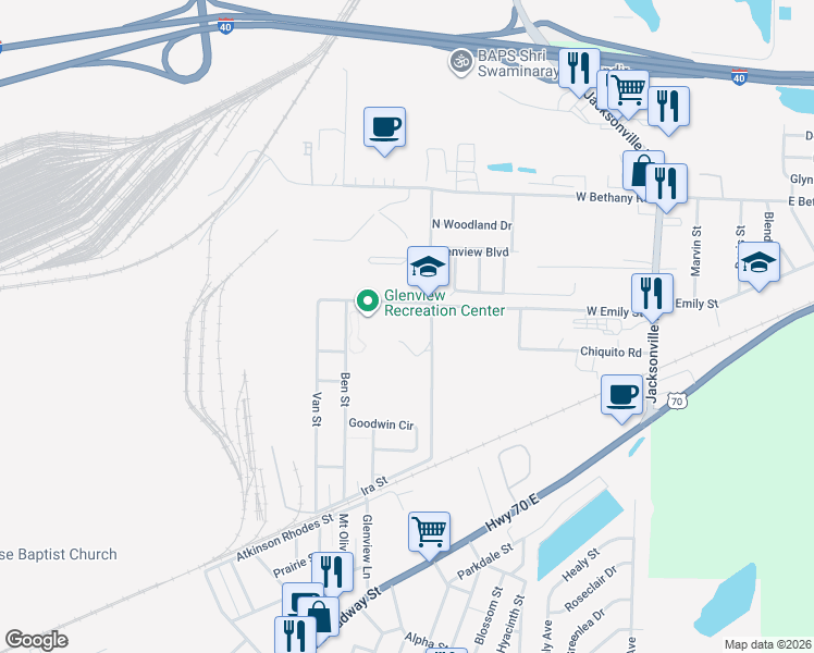 map of restaurants, bars, coffee shops, grocery stores, and more near 1821 Edmonds Street in North Little Rock