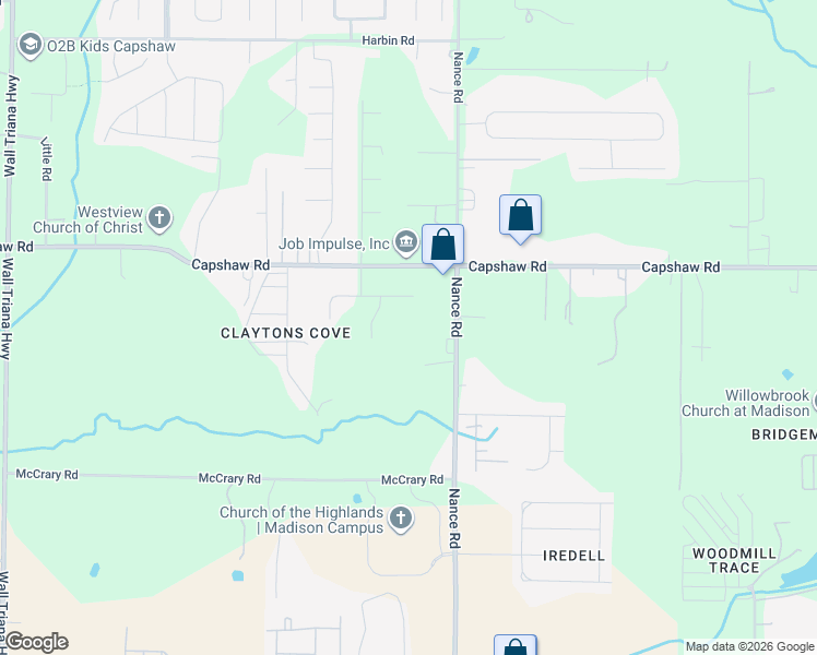 map of restaurants, bars, coffee shops, grocery stores, and more near 530 Nance Road in Madison
