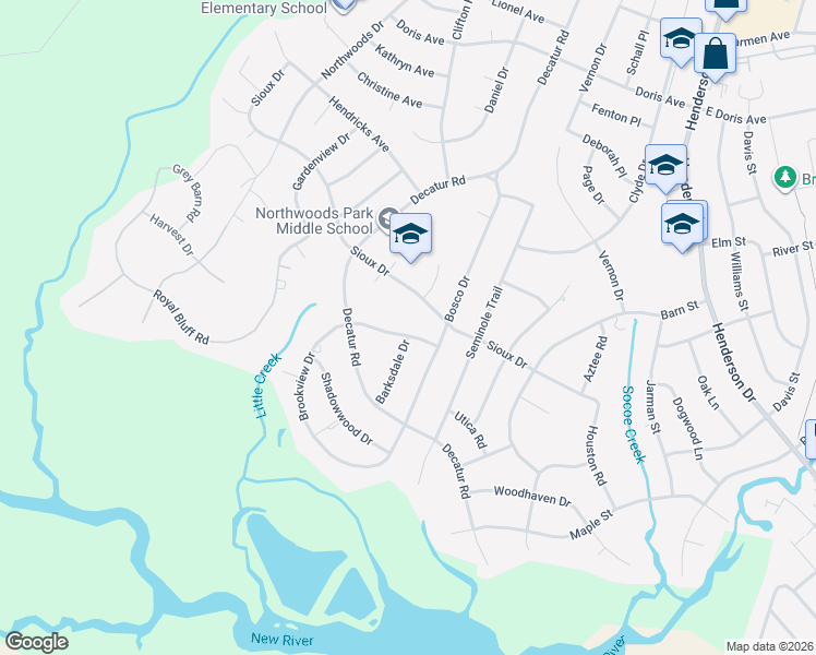 map of restaurants, bars, coffee shops, grocery stores, and more near 403 Brookview Drive in Jacksonville