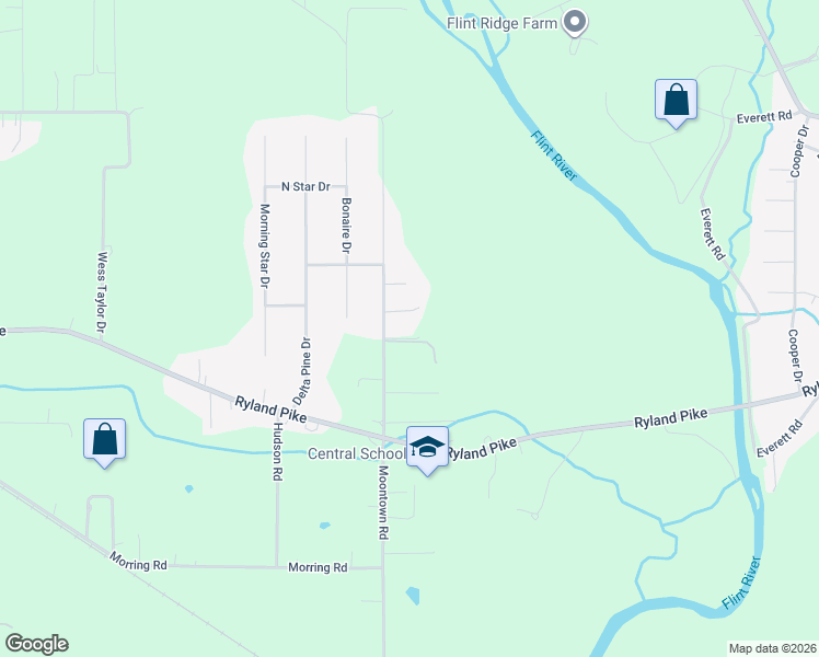 map of restaurants, bars, coffee shops, grocery stores, and more near 495 Moontown Road in Huntsville