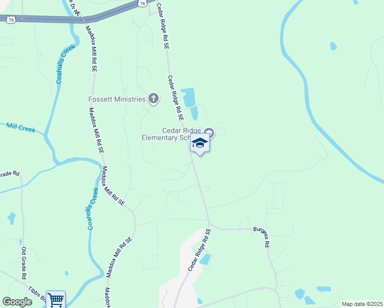 map of restaurants, bars, coffee shops, grocery stores, and more near 311 Cedar Ridge Road Southeast in Dalton