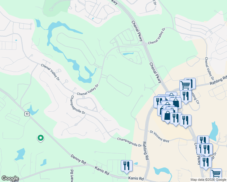 map of restaurants, bars, coffee shops, grocery stores, and more near 36 Bretagne Circle in Little Rock