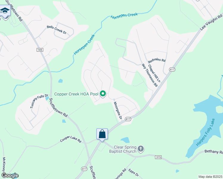 map of restaurants, bars, coffee shops, grocery stores, and more near 308 Leigh Creek Drive in Simpsonville