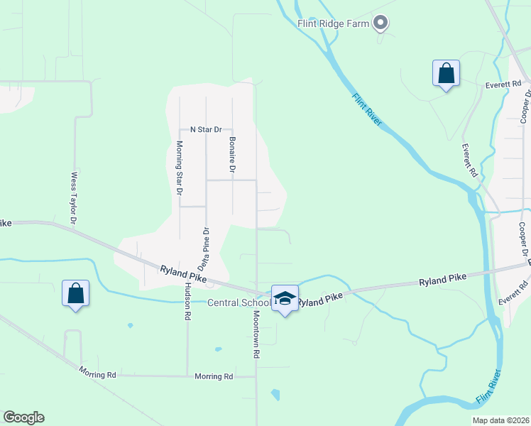 map of restaurants, bars, coffee shops, grocery stores, and more near 495 Moontown Road in Huntsville