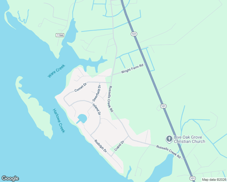 map of restaurants, bars, coffee shops, grocery stores, and more near 464 Russells Creek Road in Beaufort