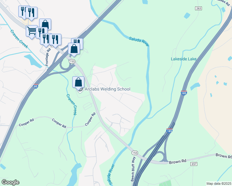 map of restaurants, bars, coffee shops, grocery stores, and more near 114 Raven Wood Circle in Piedmont