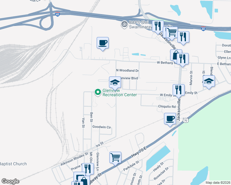 map of restaurants, bars, coffee shops, grocery stores, and more near 1901 Edmonds Street in North Little Rock