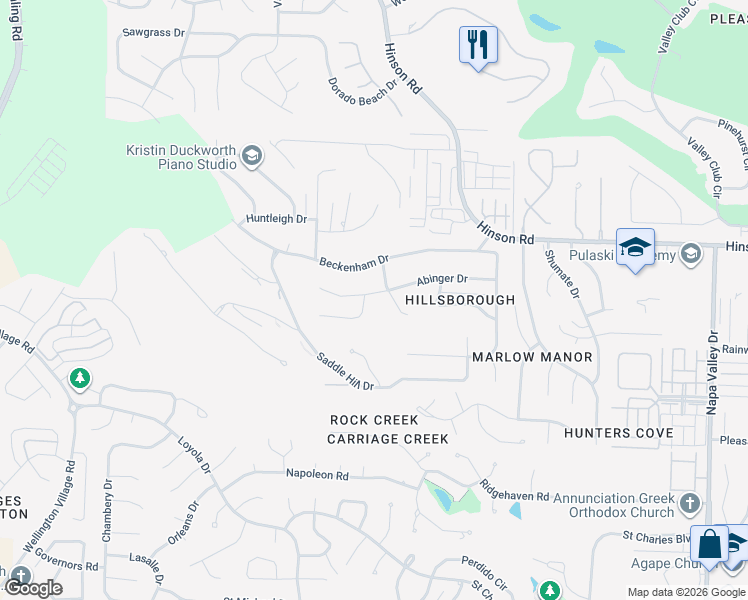map of restaurants, bars, coffee shops, grocery stores, and more near 1904 Fenchley Drive in Little Rock